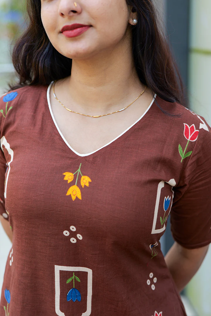 Nirvi brown(Kurti&bottom)(140126KD1) - Image 3