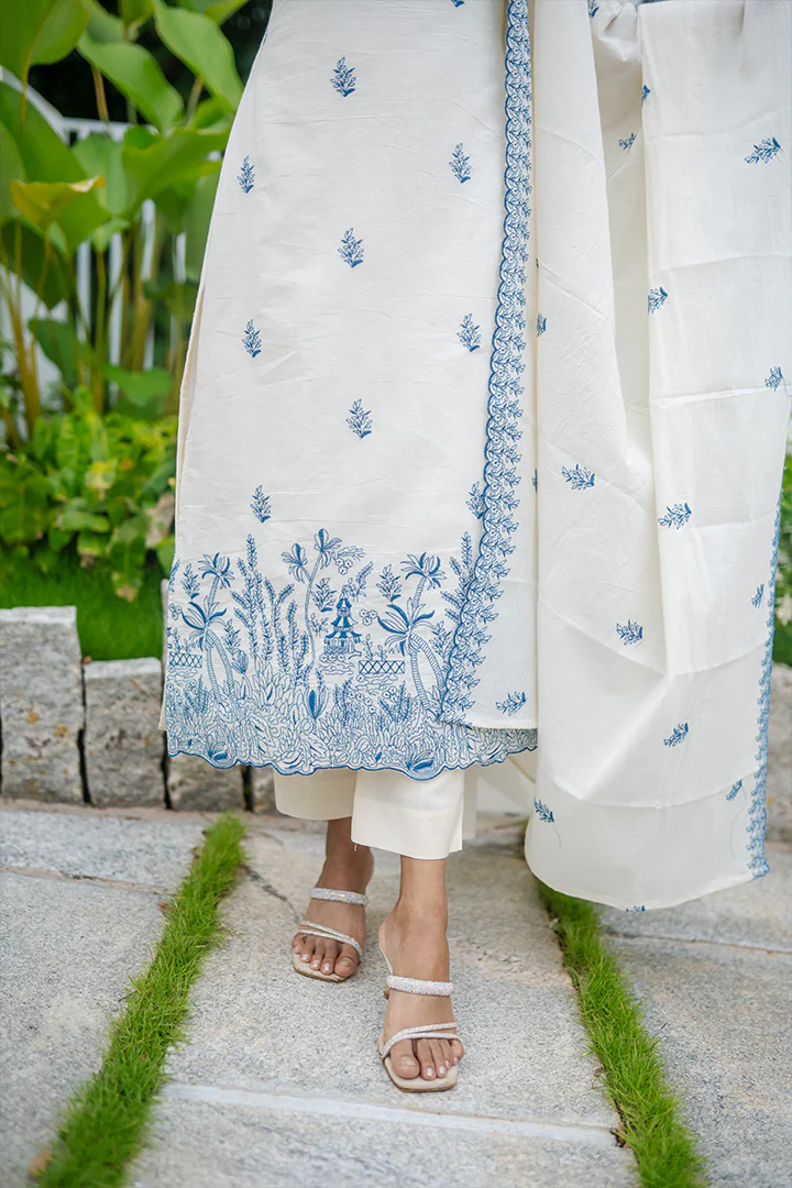 Padmam Blue -Top, Bottom & Dupatta  (ONMKD001) - Image 3