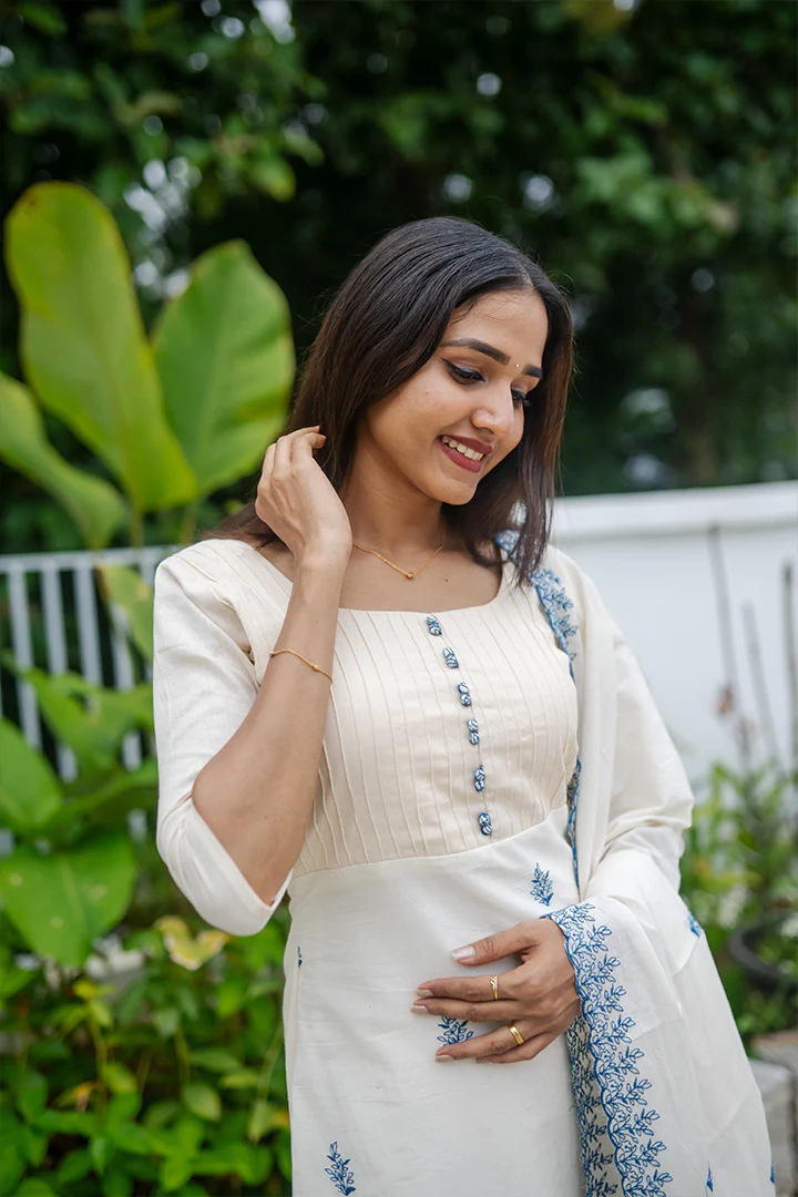 Padmam Blue -Top, Bottom & Dupatta  (ONMKD001) - Image 4